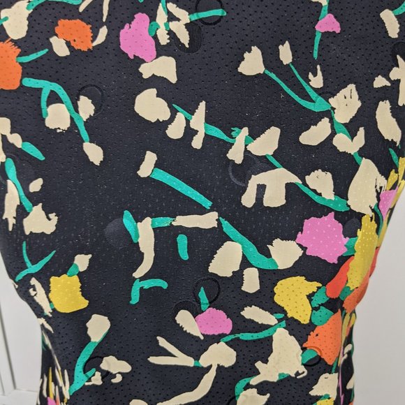 Black Sleeveless Multi Colored Floral Dress - Picture 3 of 6